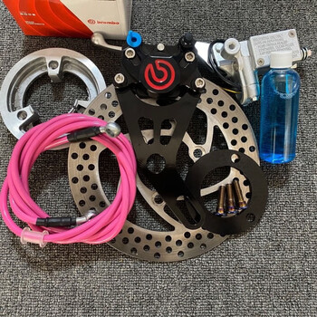 电动车鼓改碟套装布雷博小螃蟹卡钳套装小龟王鼓后刹改碟刹套装黑色鼓