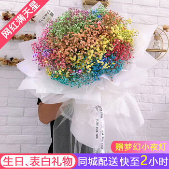 一花一恋鲜花同城配送满天星玫瑰花束礼盒速递送女生老婆女友表白生日礼物全国上海北京广州成都花店彩色满天星花束 小夜灯仙女白纱款同城配送 留言送花 日期 图片价格品牌报价 京东