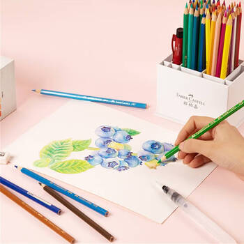 辉柏嘉（Faber-castell）水溶彩色铅笔48色笔筒盒装（配水溶铅笔+自来水笔）美术写生