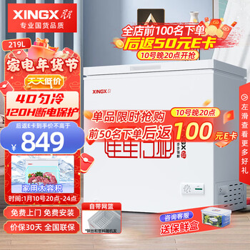 星星（XINGX） 219升 商用家用单温单箱低霜除菌冰柜 冷藏冷冻转换冷柜 顶开门冰箱 BD/BC-219E