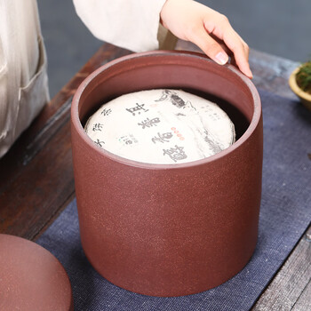金镶玉宜兴紫砂茶叶罐紫 洱茶饼密封大号陶瓷罐 直筒复古茶叶罐 金镶玉宜兴紫砂茶叶罐紫 洱茶饼密封大号陶瓷罐 直筒复古茶叶罐