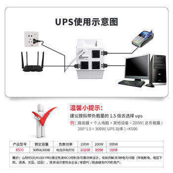山特(SANTAK)UPS不间断电源K500 500VA/300W断电延长稳压保护电器后备式家用宿舍办公