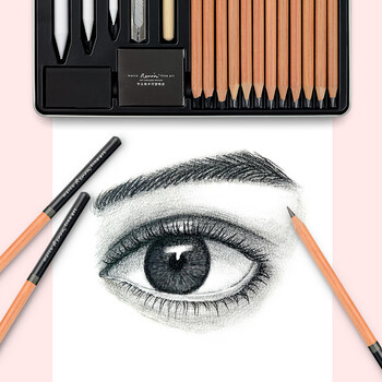 马可（MARCO）素描铅笔炭笔绘图19件套雷诺阿系列专业美术2B/4B/6B/9支绘画工具套装铁盒装300119C美术写生