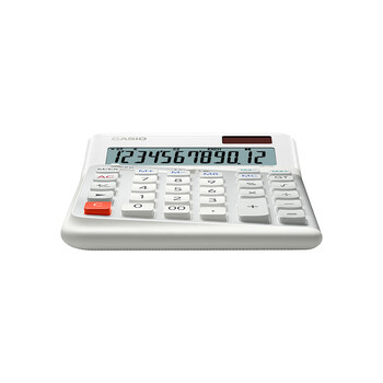 卡西欧（CASIO）3度人体工学计算器DE-12E 台式办公计算器人体工学阶梯按键
