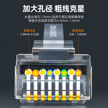 山泽 超五类网线屏蔽水晶头 Cat5e千兆网络连接器 超5类镀金工程级RJ45电脑网线接头  100个 SJ-P5100