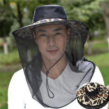 头罩 头罩网帽虫帽子养蜂人采蜜防蜂帽纱网遮阳帽工作护脸防尘 咖啡()