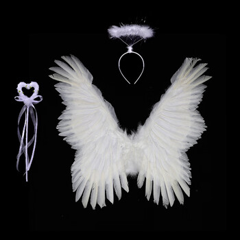 蝴蝶款婚纱摄影道具仙女公主派对表演cos生日礼物白色儿童款天使环棒