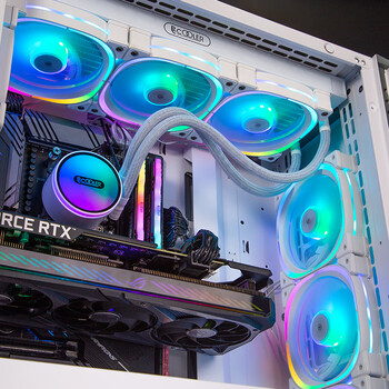 超频3（PCCOOLER）EF120 白色 ARGB 12CM机箱风扇（双光圈/减震低噪/PWM智能/5V神光同步/配螺丝）