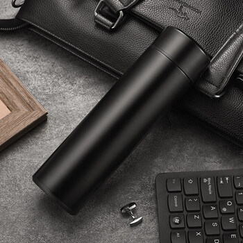 智能杯商务保温杯定制刻字便携水杯316不锈钢男士女茶杯 黑色(304普通