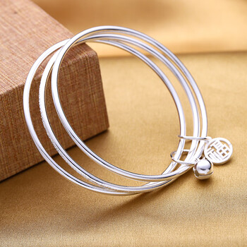 足银999手镯s999银手镯女三生三生2021新款年轻款送闺蜜生日礼物 流沙