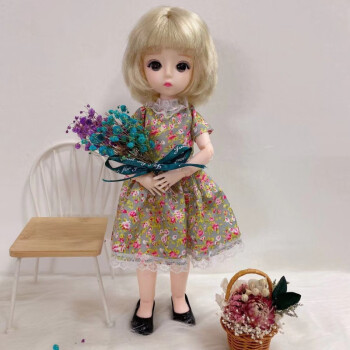 30厘米3d真眼bjd6分胖子体芭比娃娃洋娃娃过家家玩具生日礼物 短发b