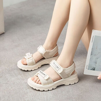 红蜻蜓运动凉鞋女夏季女士2023新款百搭魔术贴厚底增高女款休闲沙滩鞋