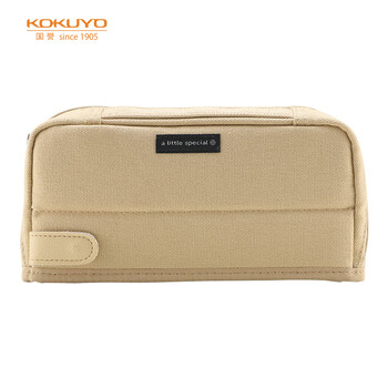国誉（KOKUYO）一米新纯文具笔袋盒多功能手提收纳帆布包 浅棕色 1个装 WSG-PCS133NLS