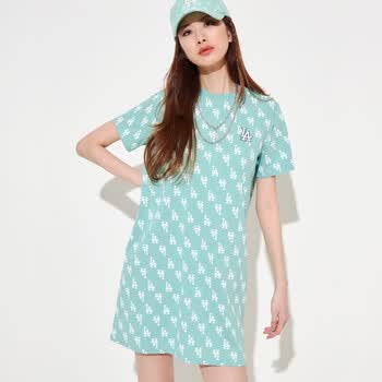 mlb美职棒官方旗舰女装 22夏季新品连衣裙复古老花系列ny满印宽松舒适