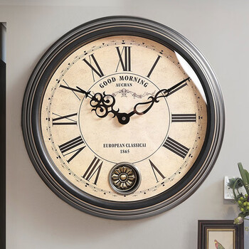 七秒印象 七2023新款复古欧式挂钟客厅轻奢挂墙钟表现代美式时钟北欧