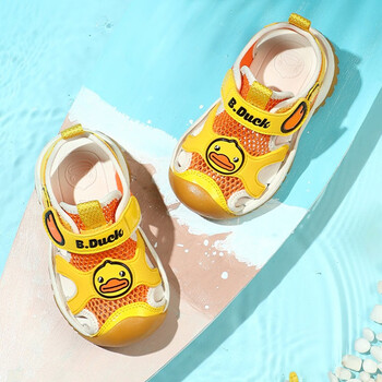 bduck小黄鸭童鞋儿童凉鞋男宝宝包头学步鞋2022夏新款女童沙滩鞋黄色