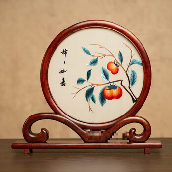 仙莱阁苏州刺绣摆件手工双面绣装饰品创意中式台屏桌面摆台国风商务