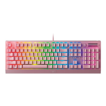 雷蛇（Razer）黑寡妇V3 机械键盘 游戏键盘 104键 RGB背光 游戏电竞 粉晶 绿轴 带腕托
