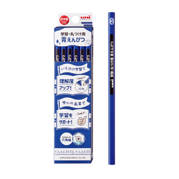 三菱(uni)美术素描标记铅笔 学生绘图考试六角铅笔 GAKUSYU MARUTSUKE 蓝色 12支装 三菱(uni)美术素描标记铅笔 学生绘图考试六角铅笔 GAKUSYU MARUTSUKE 蓝色 12支装