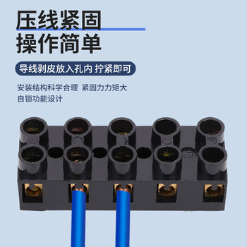 铸固 JX5接线端子排 大电流电线连接器阻燃接线柱接线排接线板 JX5-6002(接线2.5-10平)