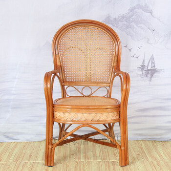柏赢居老人藤椅单人靠背椅休闲阳台座椅茶楼麻将椅书桌办公藤编真藤