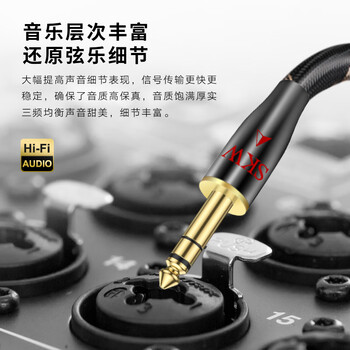 SKW 发烧级 6.5mm音频线公对公 6.35大三芯平衡 声卡/监听音箱/吉他乐器/调音台连接线 BG023-2米
