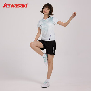 kawasaki川崎羽毛球服女款款专业运动V领短袖+短裤套装B2813 抹茶绿 L kawasaki川崎羽毛球服女款款专业运动V领短袖+短裤套装B2813 抹茶绿 L