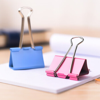 递乐  12只51mm彩色长尾票夹金属票据夹燕尾夹铁夹子办公用品 大号2601