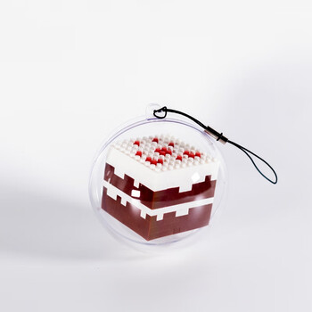 的mc世界周边积木创意礼物水晶球挂件钻石块草方块 双层蛋糕(配水晶球