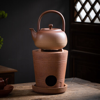潮汕红泥炭炉风炉仔煮茶器陶瓷烧水壶养生陶壶复古功夫茶炉户外 大