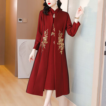 遇庭儿子结婚/ 喜妈妈旗袍显年轻秋冬季妈妈喜服婚宴装订婚礼服时尚红