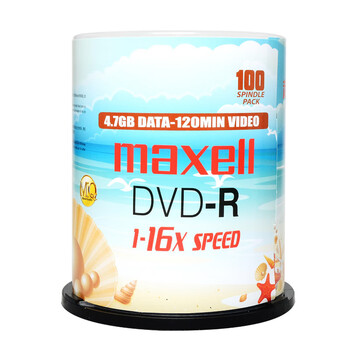麦克赛尔（Maxell）DVD-R光盘 刻录盘 空白光盘 光碟  M2系列16速4.7G 珍珠白桶装100片