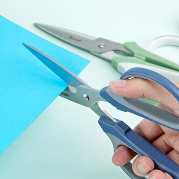广博190mm大号办公家用锋利不锈钢剪刀舒适包胶手柄手工缝纫办公剪子蓝色W71202