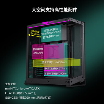 PHANTEKS追风者 NV7全视景无立柱海景房机箱(ARGB灯控/可置换I/O /支持3面360水冷/双5090显卡)