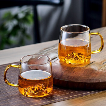 落歆德国品质带把茶杯加厚耐热泡茶杯透明绿茶杯家用办公室个人玻璃杯