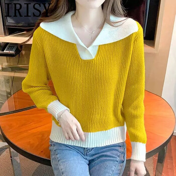 irisy轻奢女装打底衫女秋冬2022年新款时尚撞色长袖针织衫洋气感温柔