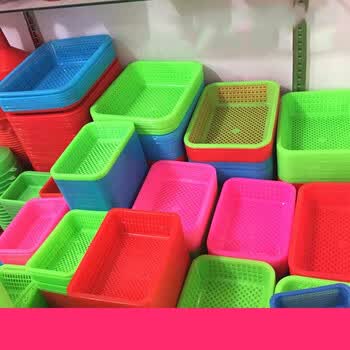 时光旧巷长方形麻辣烫塑料筐沥水洗菜篮子超市幼儿园玩具收纳篮果蔬篮