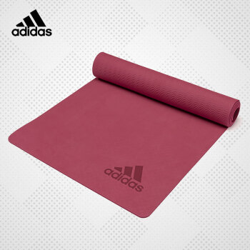 adidas阿迪达斯TPE防滑瑜伽垫女家用初学者运动男士健身垫子 酒红色【进阶型 / TPE垫】 5mm(型)