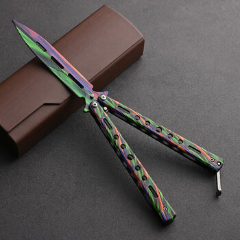 蝴蝶刀csgo未开刃 不锈钢折叠刀玩具练习全钢花式训练刀 丛林练习
