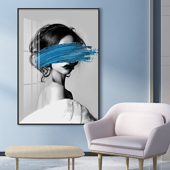 单幅客厅装饰画卧室玄关餐厅房间晶瓷画铝合金框背景墙画现代美女人像