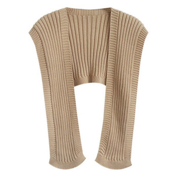 针织小披肩女无袖纯色空调护肩护颈椎毛线披肩时尚出游小外搭杏色均码