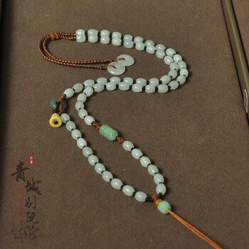 翡翠白冰桶珠创设计手编男女百搭吊坠项链挂绳链 拍前先看材质介绍本