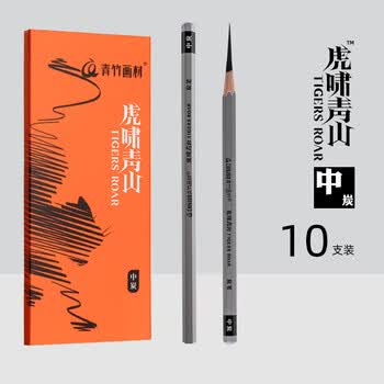 空色炭笔素描铅笔中炭美术生专用笔黑硬炭笔速写绘画工具初学者学生套装碳素画笔10支/盒美术写生