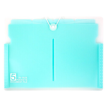 金得利 5格 A4横式手提风琴包大容量竖款文件夹 学生用试卷资料收纳包文件袋透明多层分类文件包 蓝色 DC7405