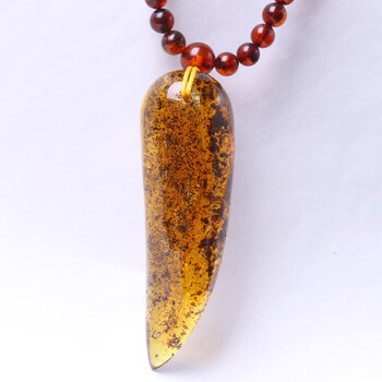 联辉 琥珀药珀 植物灵草珀 勾玉形 挂件 21.34g【珠宝】