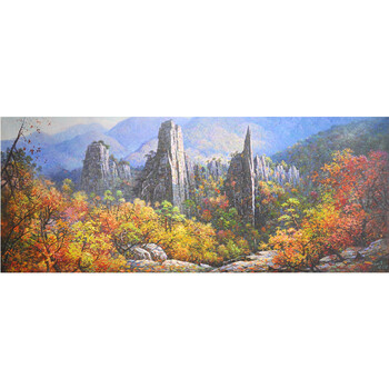 洪哲《秋》风景油画 装饰收藏 x194拍卖已结束06朝鲜功勋画家 金正