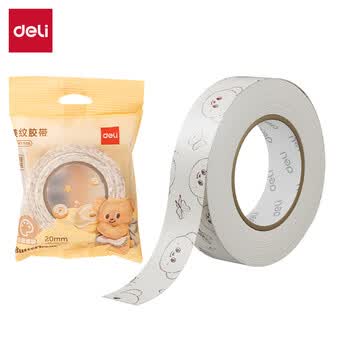 得力（deli）(deli)黄油小熊小卷芯美纹胶带 20mm*20y*145μm 1卷/袋 HY566