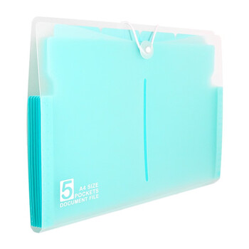 金得利 5格 A4横式手提风琴包大容量竖款文件夹 学生用试卷资料收纳包文件袋透明多层分类文件包 蓝色 DC7405