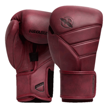 隼拳击手套真皮成人男女散打搏击格斗手套泰拳真皮拳套 酒红色 14oz