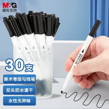 晨光（M&G）文具30支考级系列双头美术勾线笔不易晕染大容量学生中性笔描线儿童女孩手工生日儿童节礼物